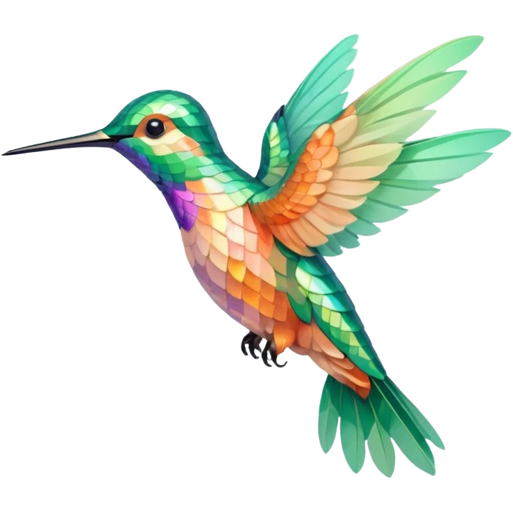 peach and mint humming bird, warm colours  emoji