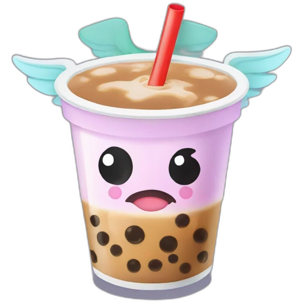 bubble tea cup with angry face and wings emoji