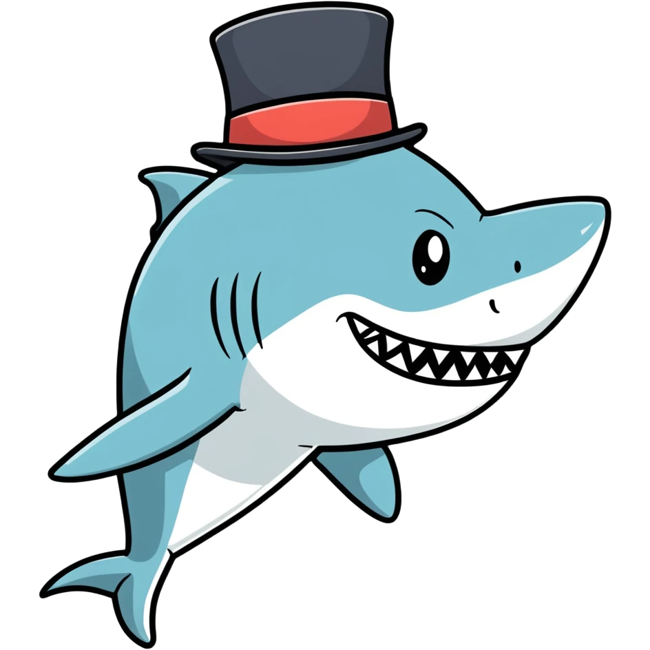Shark with a top hat emoji