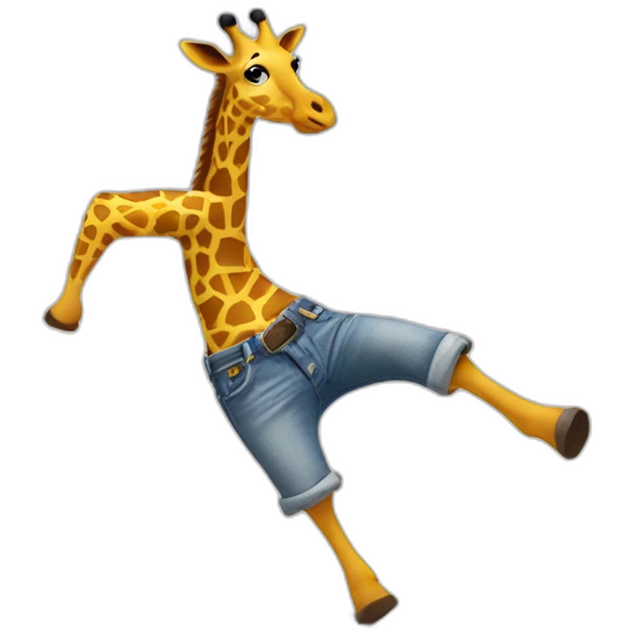 giraffe in jeans jumping over a bridge emoji