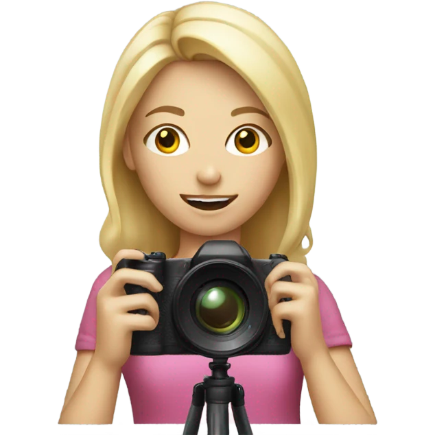 Blonde girl with camera emoji