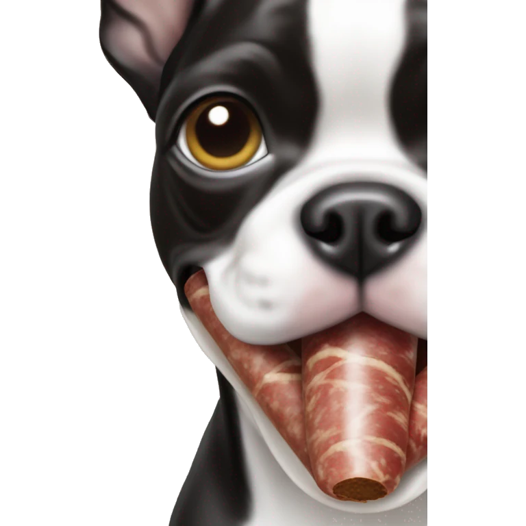 boston terrier eating a sausage emoji