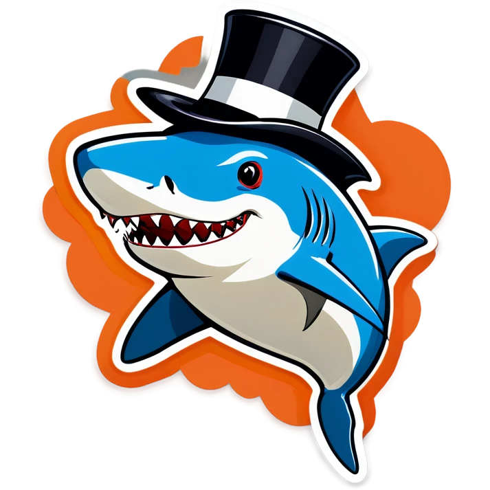 Shark with a top hat emoji
