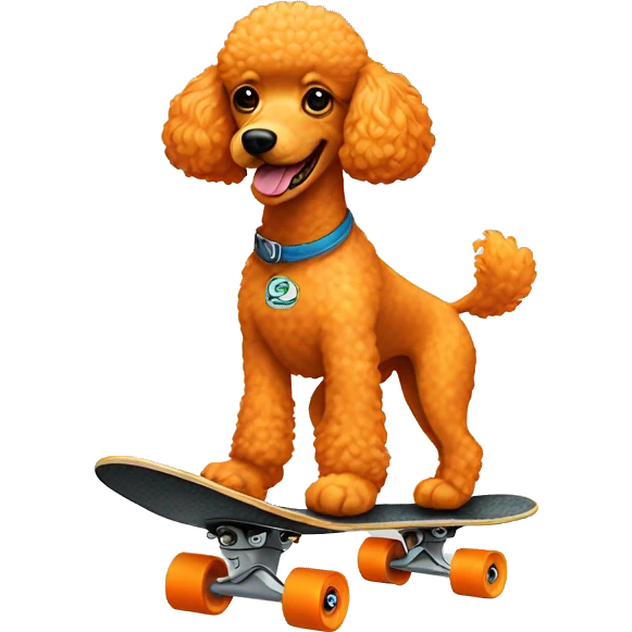 orange poodle riding a skateboard emoji