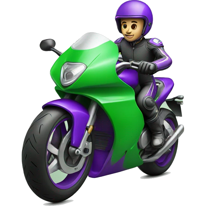 motorcycle-racer on green and purple motorcycle  emoji