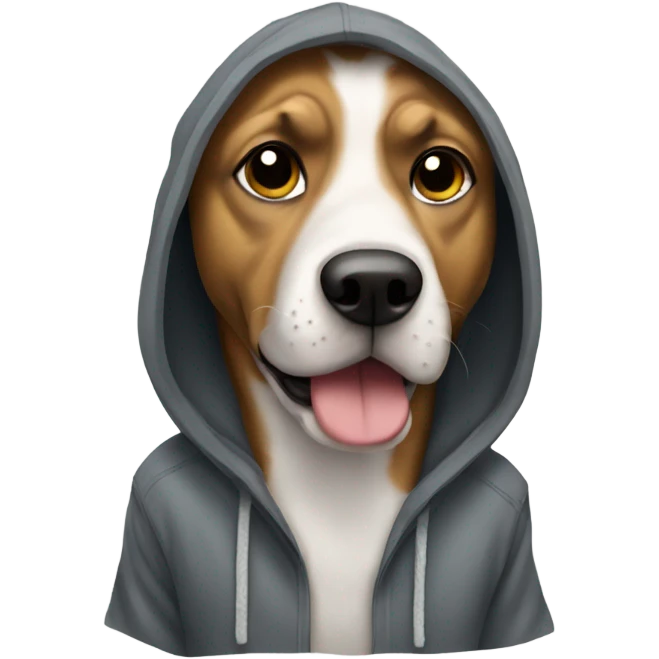 A dog wearing a hoodie emoji