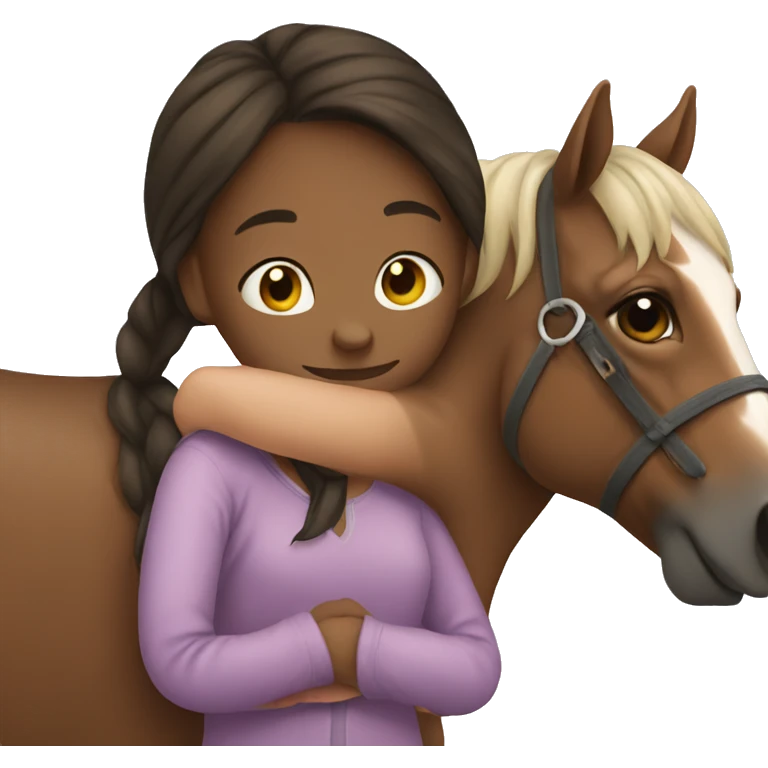girl hugging horse emoji