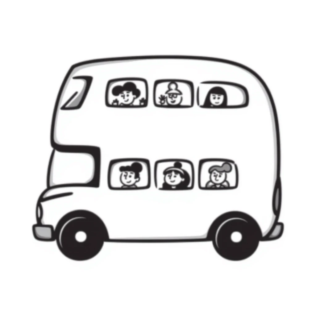 double-decker bus, hand drawn doodle style emoji