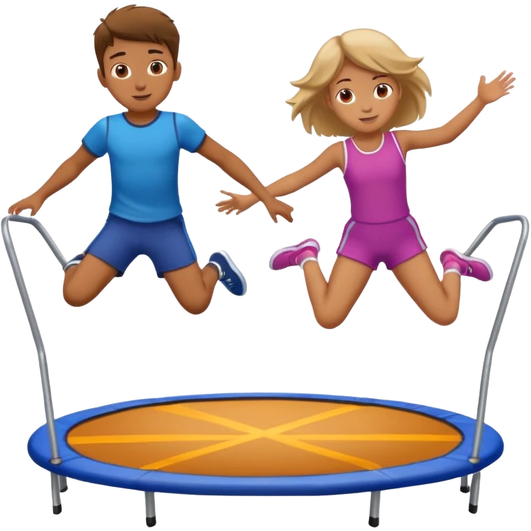 Trampoline with two people bouncing on it, one boy, one girl  emoji