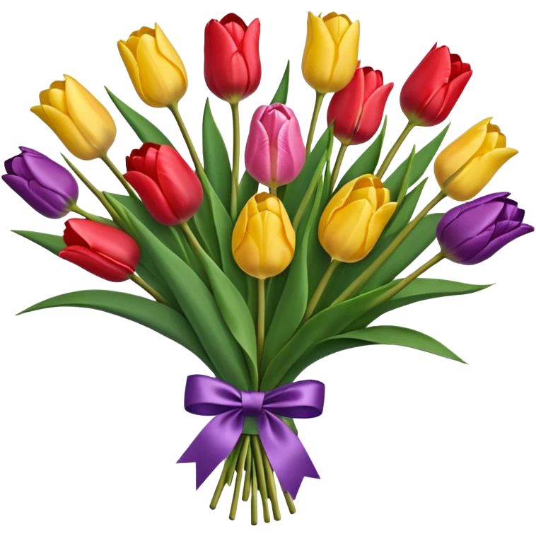 bouquet of tulip with bow and wrapping paper emoji