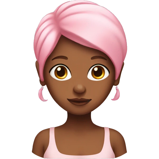 A brown skin lady with baby pink hair  emoji