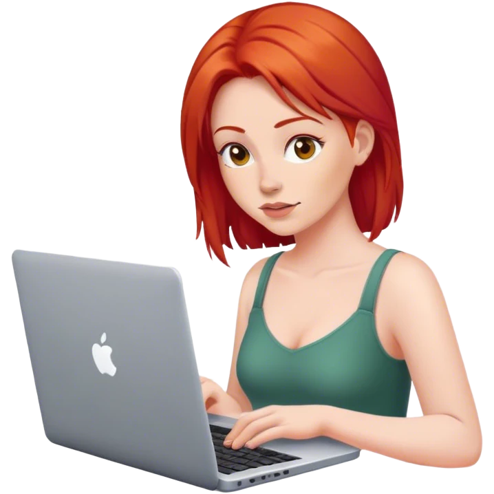 Red hair women working on her laptop emoji
