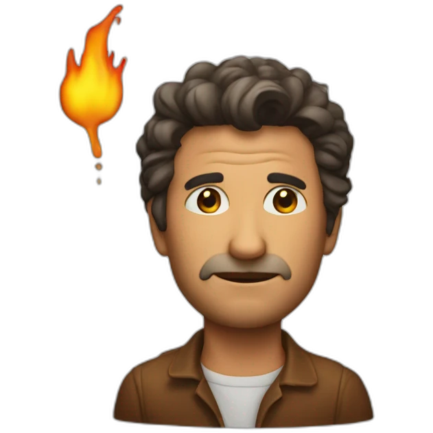 a writer has his head burned emoji