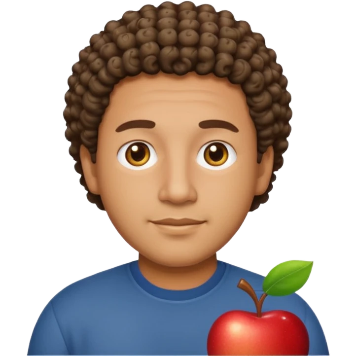 Hispanic dad with short curly hair, apple emoji style emoji