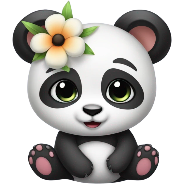Cute female Panda wearing a tutu and a flower above 1 ear  emoji