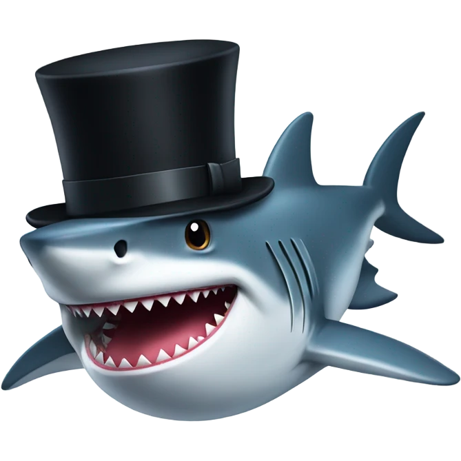 Shark with a top hat emoji