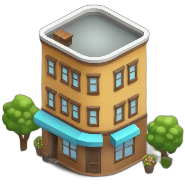Rounded Coffee house isometric emoji