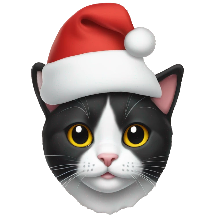 Tuxedo cat wearing Santa hat  emoji