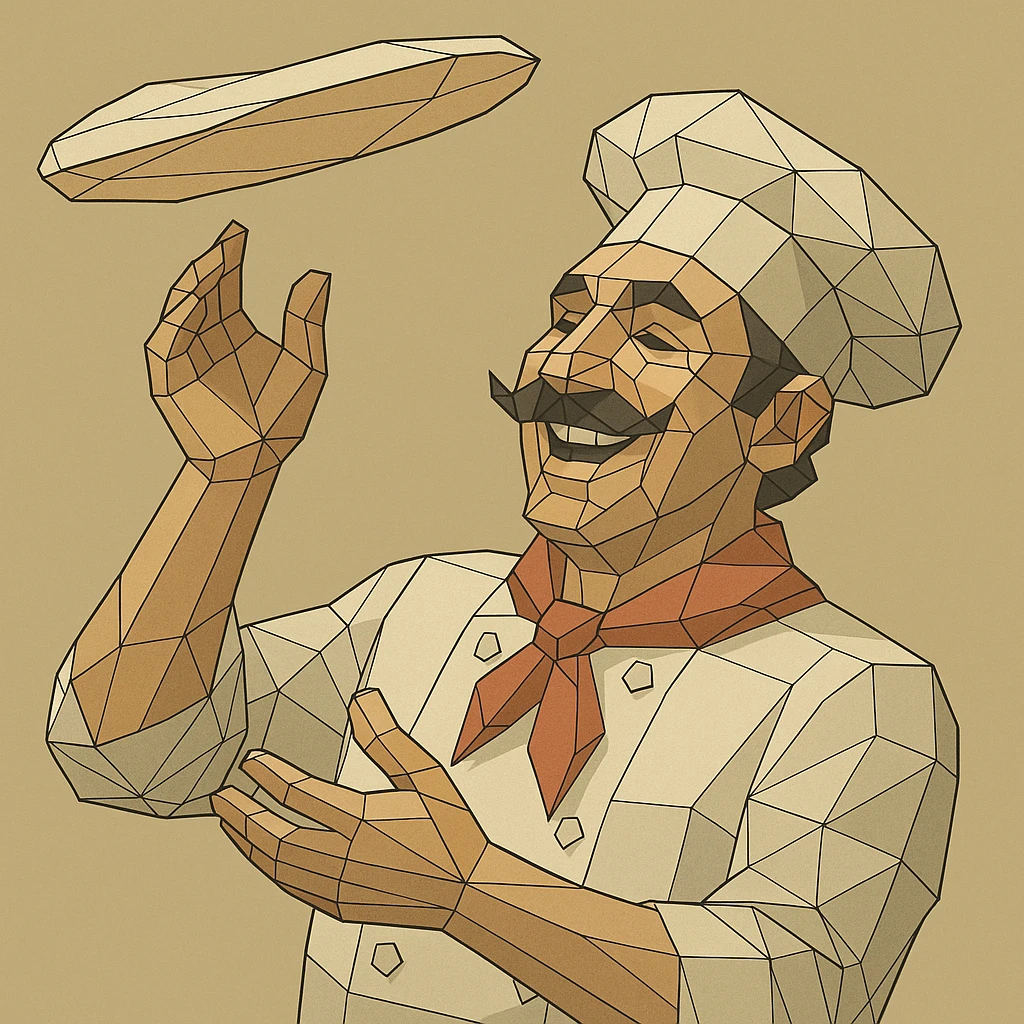 smiling Italian chef spinning pizza dough emoji