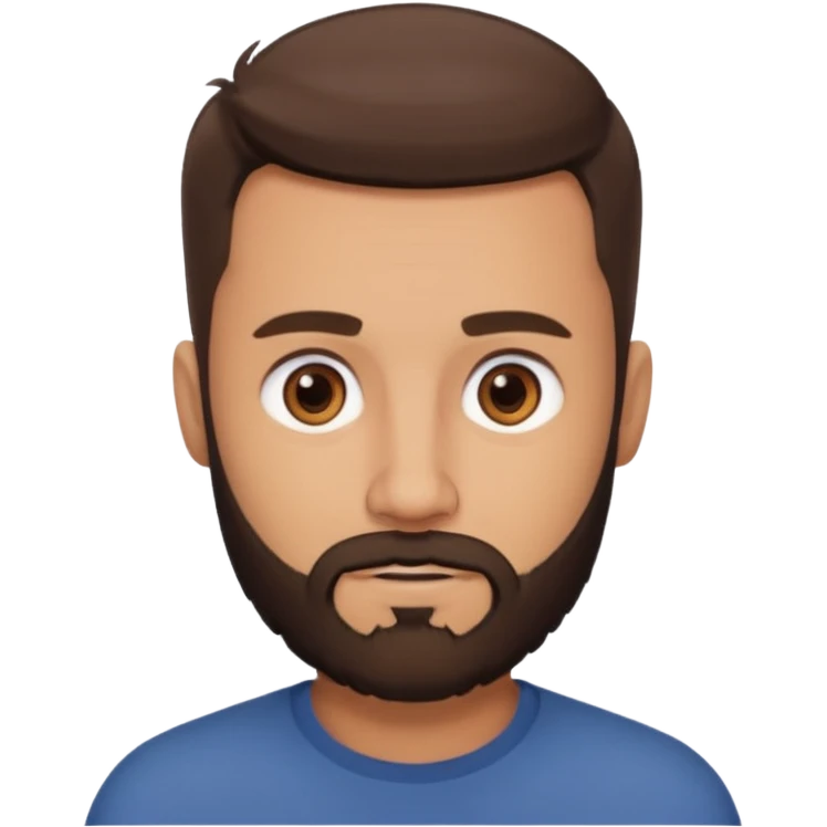 man, short hair, brown eyes, full beard, interested in what he sees emoji
