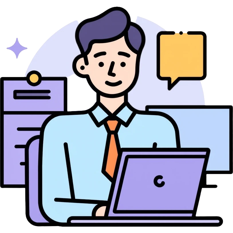 Middle IT Specialist with laptop and desktop, dual monitors, more advanced tools emoji