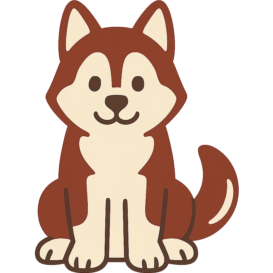 flat toon style cute red-brown siberian husky sitting emoji