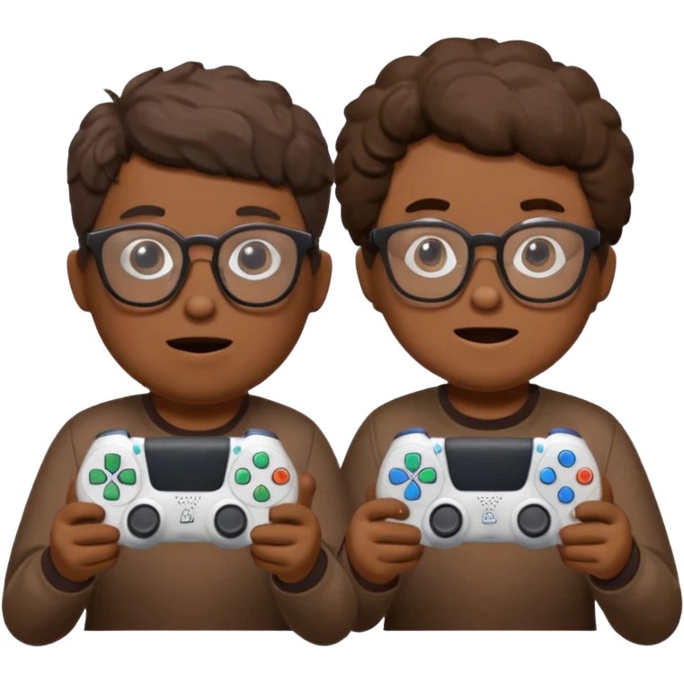 Two poops wearing glasses and each on holding ps5 controller emoji