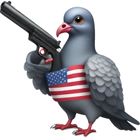 Pigeon holding a gun with an American flag  emoji