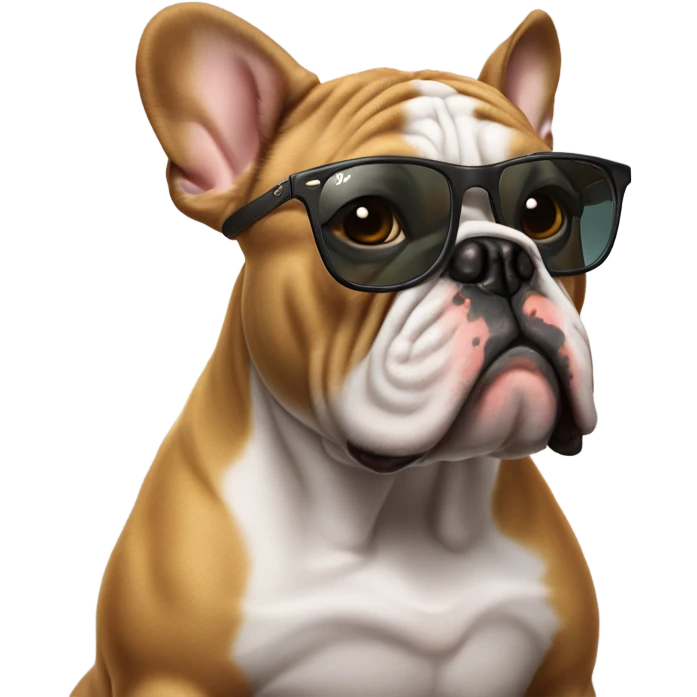 Bulldog francés con lentes Ray Ban y que diga Ankara emoji