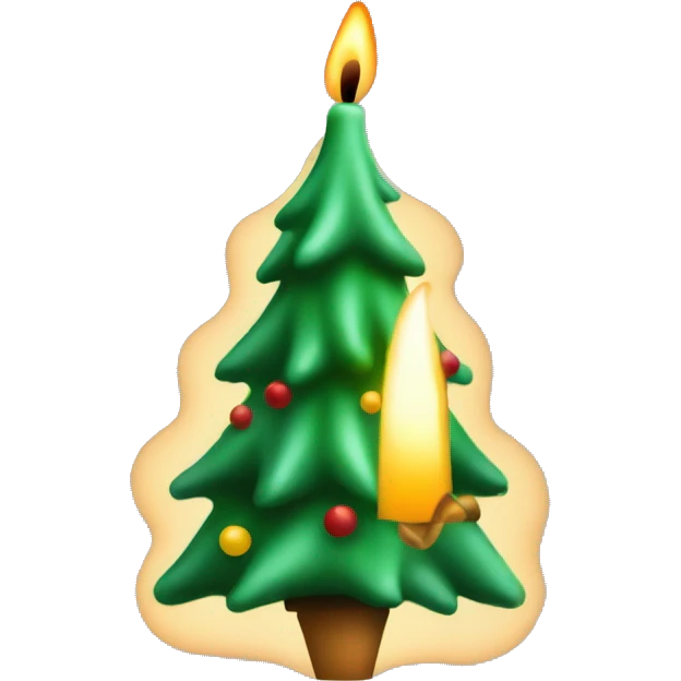 A candle that looks like a Christmas tree and the top of the candle is the spark of flame  emoji