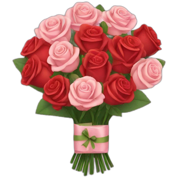 a bouquet of roses and a wrapped gift emoji