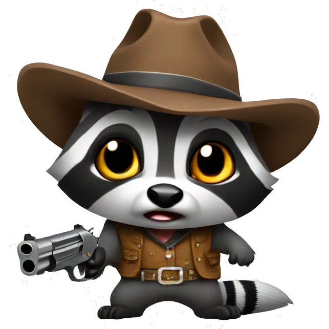 Cowboy raccoon angry with gun  emoji