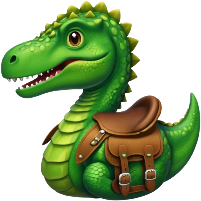 Dinosaur in saddle, front face emoji
