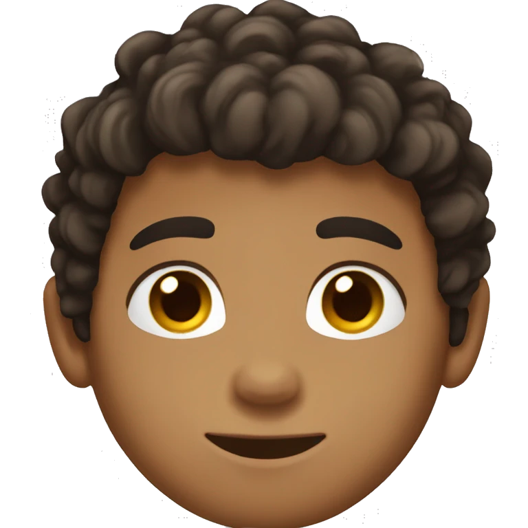 Boy with fluffy dark brown hair with really tan skin and brown eyes emoji