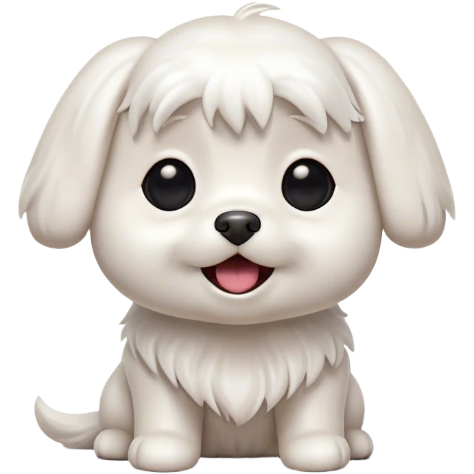 Cinematic Comical Maltese Portrait Emoji, Head tilted dramatically with an exaggeratedly amused or surprised expression, featuring a silky white coat with a playful sheen, wide, expressive dark eyes filled with exaggerated disbelief, Simplified yet hilariously expressive features, highly detailed, glowing with a slightly sassy glow, high shine, dramatic yet playful, stylized with an air of cheeky charm, bright and endearing, soft glowing outline, capturing the essence of a spirited and over-the-top companion, so meme-worthy it feels like it could side-eye its way into internet fame instantly! emoji