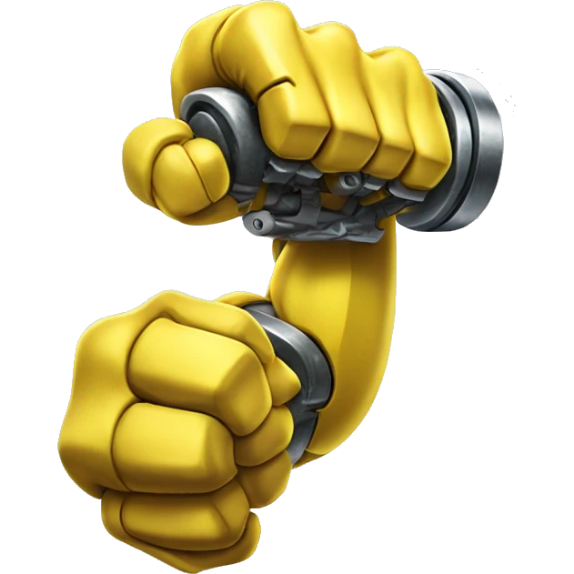 Flexing yellow mechanical cyborg bicep and arm emoji