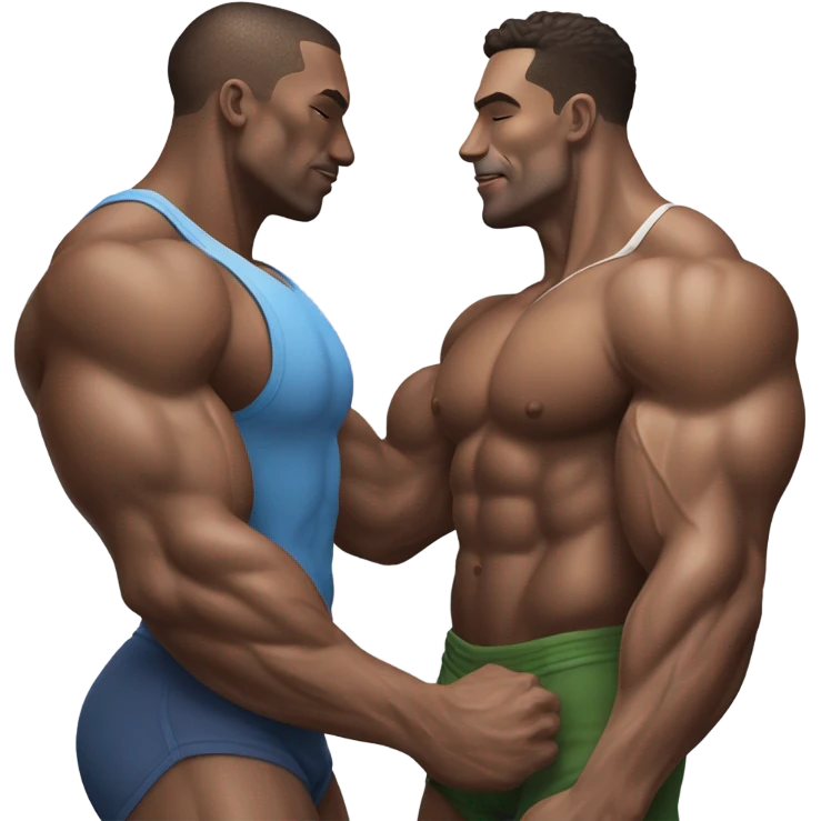 Two male bodybuilders kissing  emoji