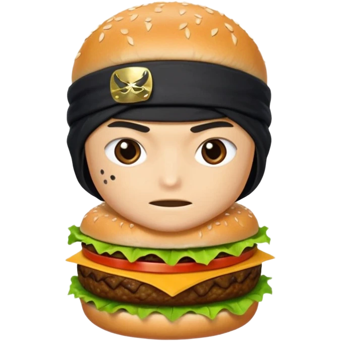 ninja with hambuger and shuriken emoji