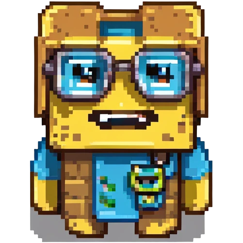 sponge with buck teeth and glasses wearing a Minecraft shirt emoji