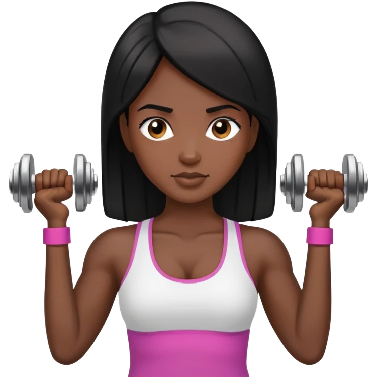 a black hair woman working on arm dumbbells emoji