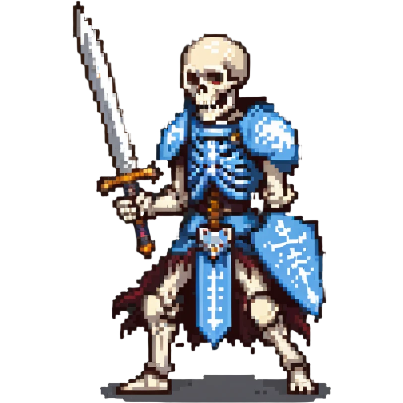 skeleton warrior raising sword victoriously emoji