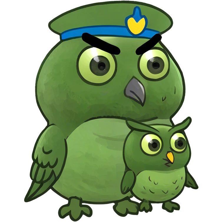 Owl with an owlette emoji