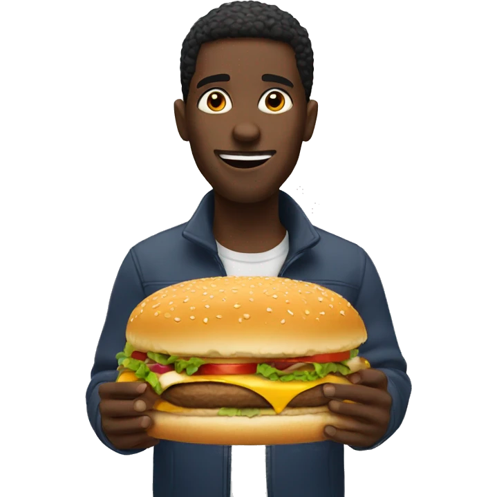 black person eating a burger emoji