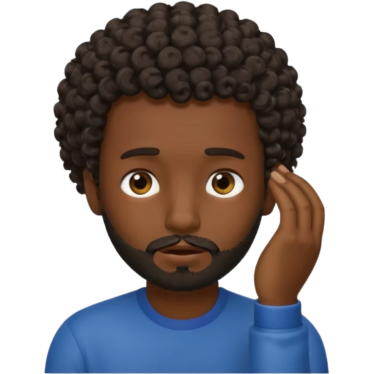 face palm man, dark skin , short hair curly , facial  small beard emoji