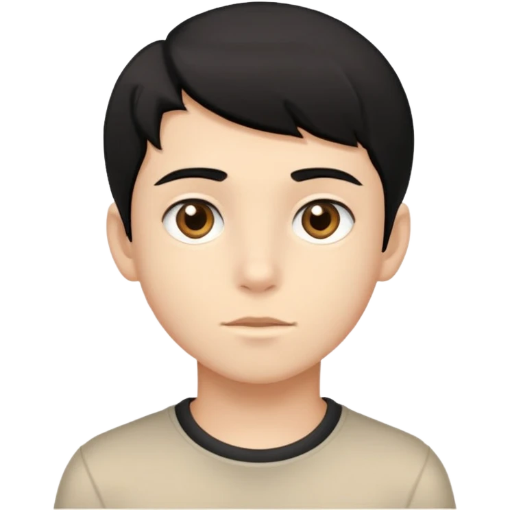 Beige tan young boy with black hair and light brown eyes emoji