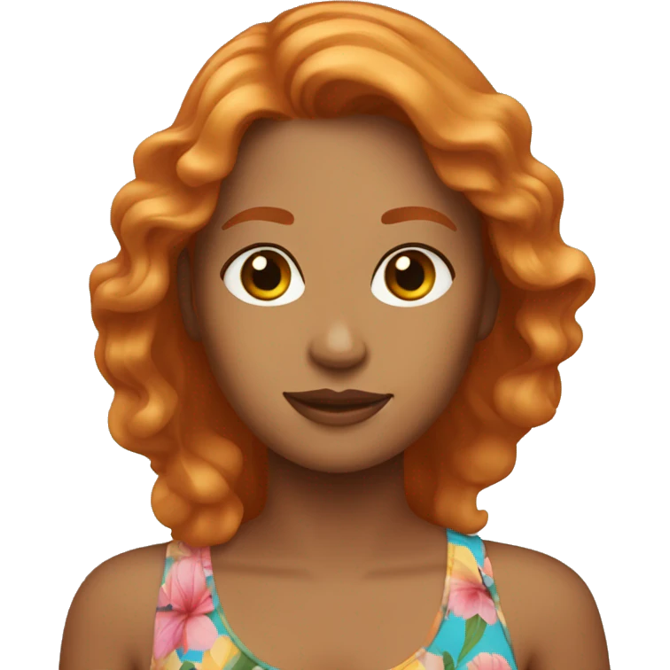 beach lady, ginger hair, brown skinned,  emoji