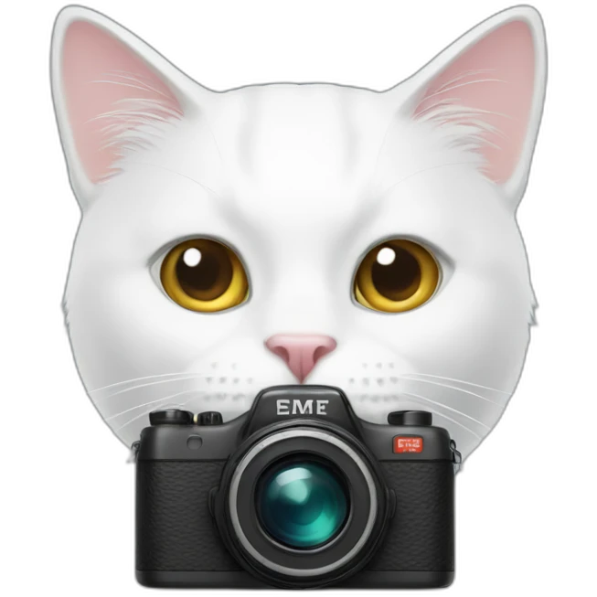 White Cat with camera emoji