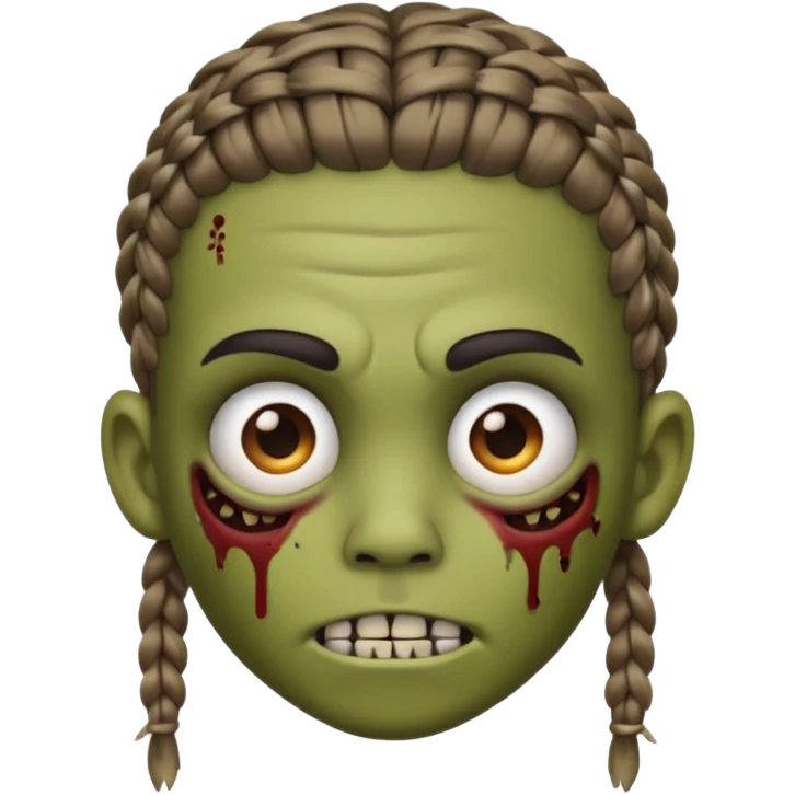 can you make an boy zombie emoji with small stitch braids and a eyebrow piercing on his right eyebrow and a diagonal eyebrow piercing on his left eyebrow emoji