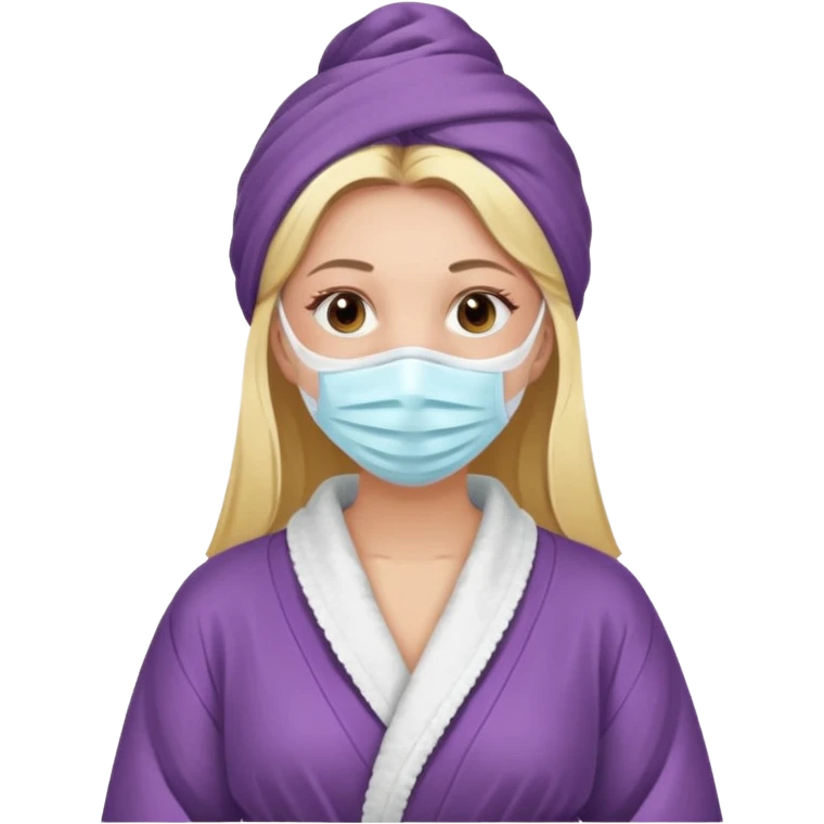 mujer en bata con mascarilla  emoji