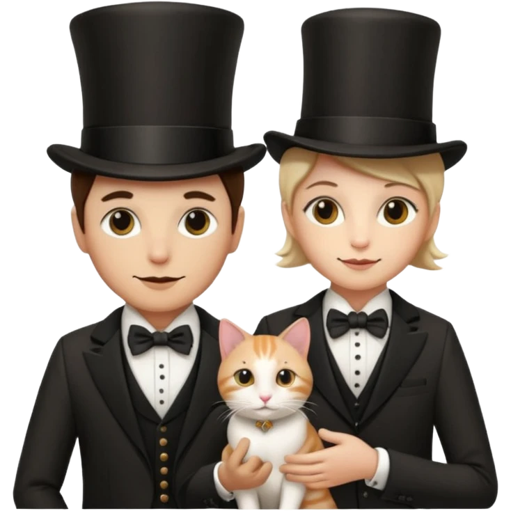 magician couple and their pet cat emoji